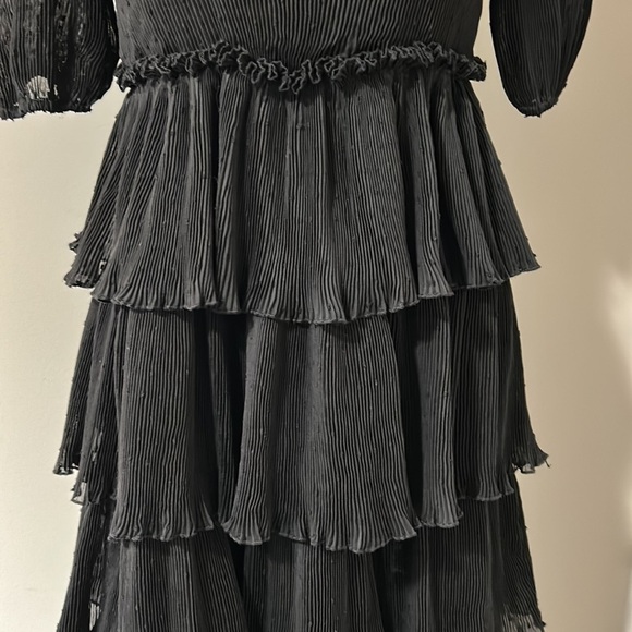 Tuckernuck ENGLISH FACTORY Dotted Mixed Media Tiered Dress Black Sz XS NEW - Picture 5 of 12